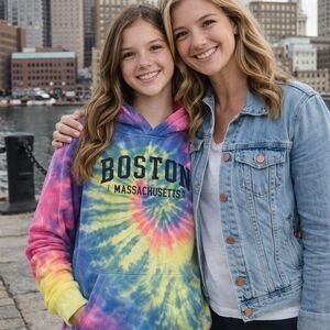 Bay State Apparel Boston Massachusetts Tie-Dye Pullover Hoodie Juniors L